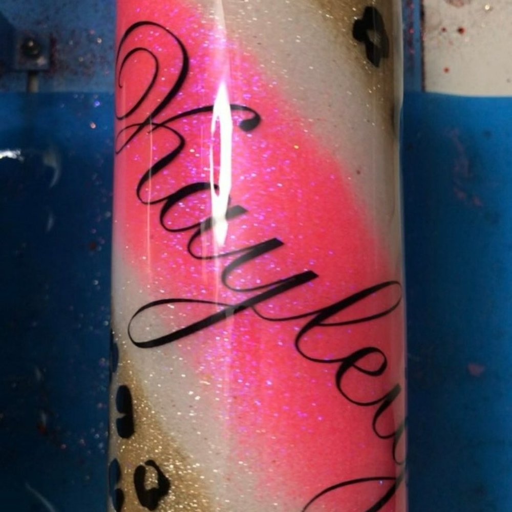 Pink, White, Gold Glitter Tumbler (Made to Order)